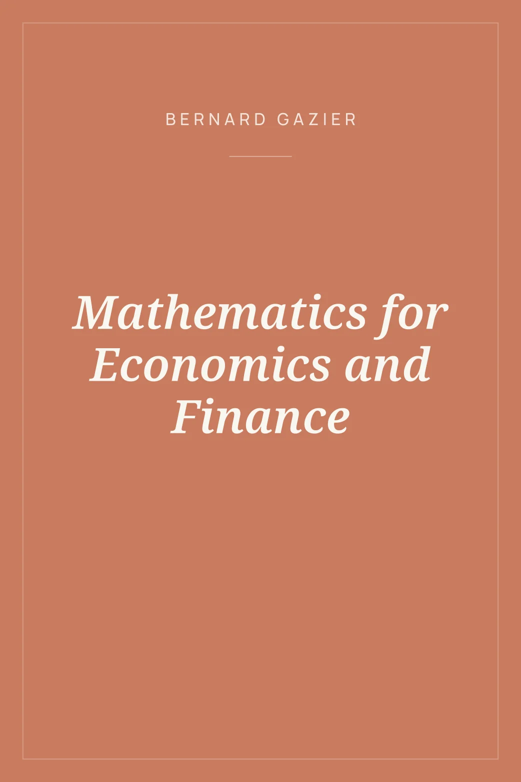Portada de Mathematics for Economics and Finance