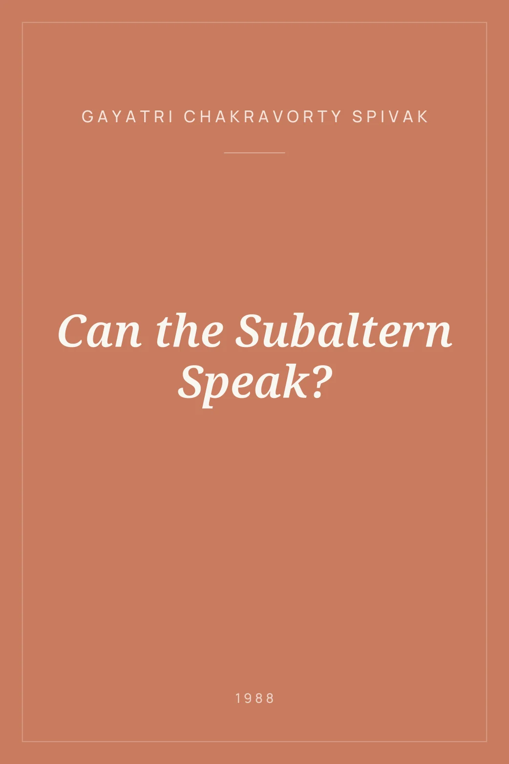 Portada de Can the Subaltern Speak?