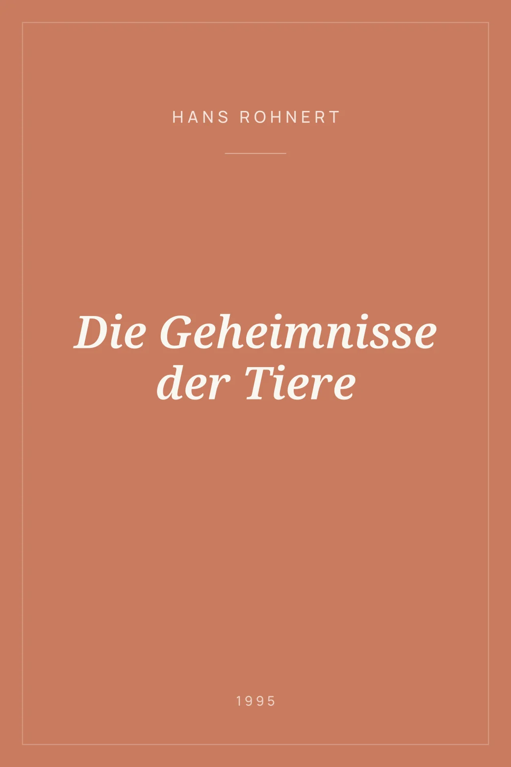 Portada de Die Geheimnisse der Tiere
