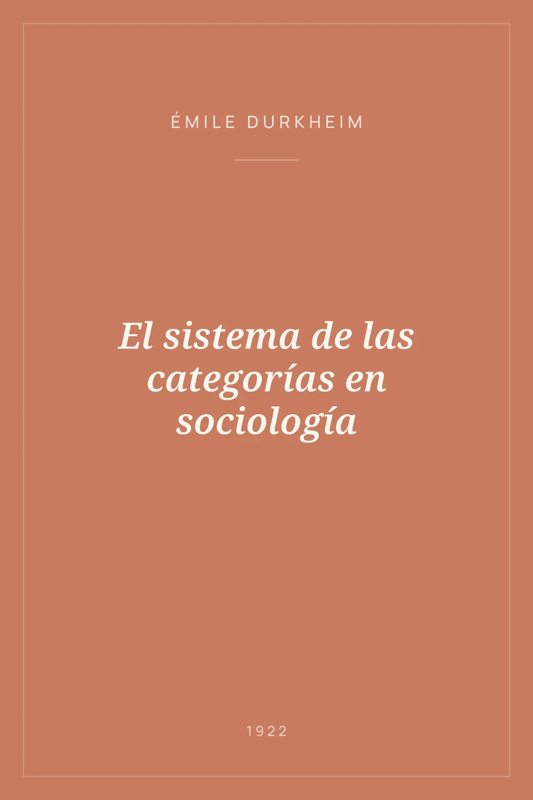 Portada de El sistema de las categorías en sociología