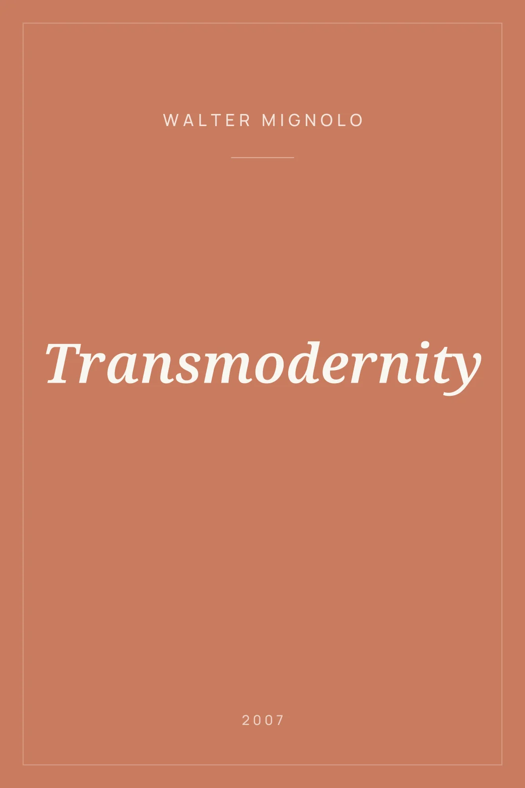 Portada de Transmodernity