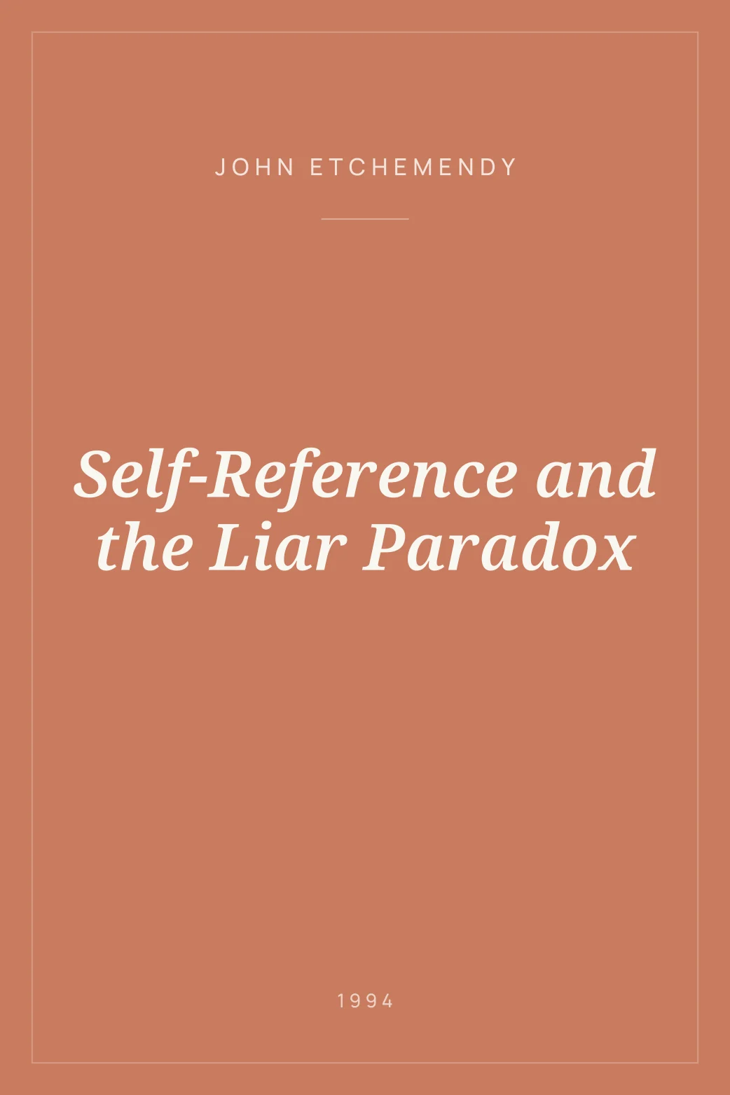 Portada de Self-Reference and the Liar Paradox