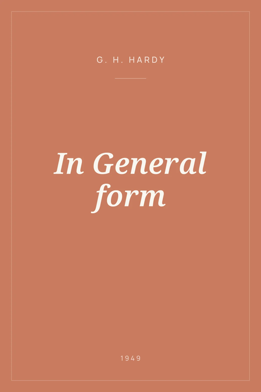 Portada de In General form