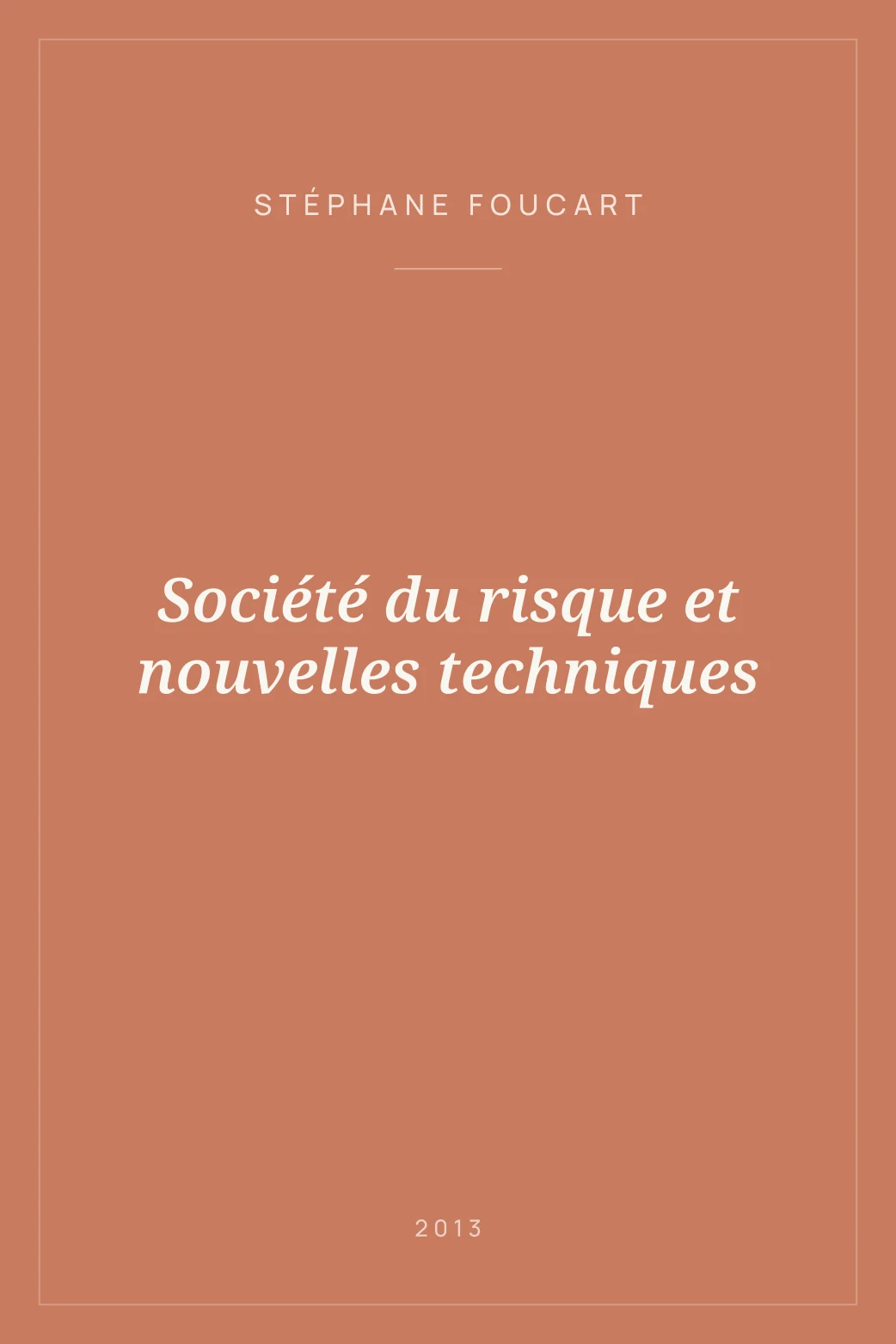 Portada de Société du risque et nouvelles techniques