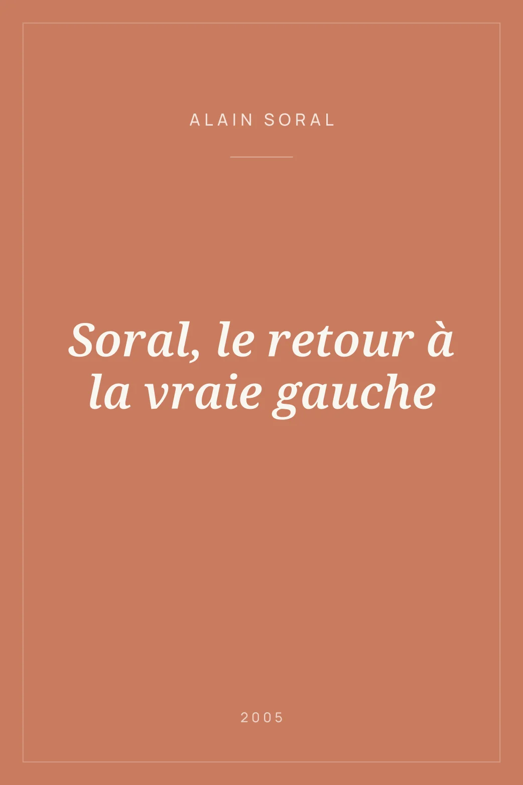 Portada de Soral, le retour à la vraie gauche