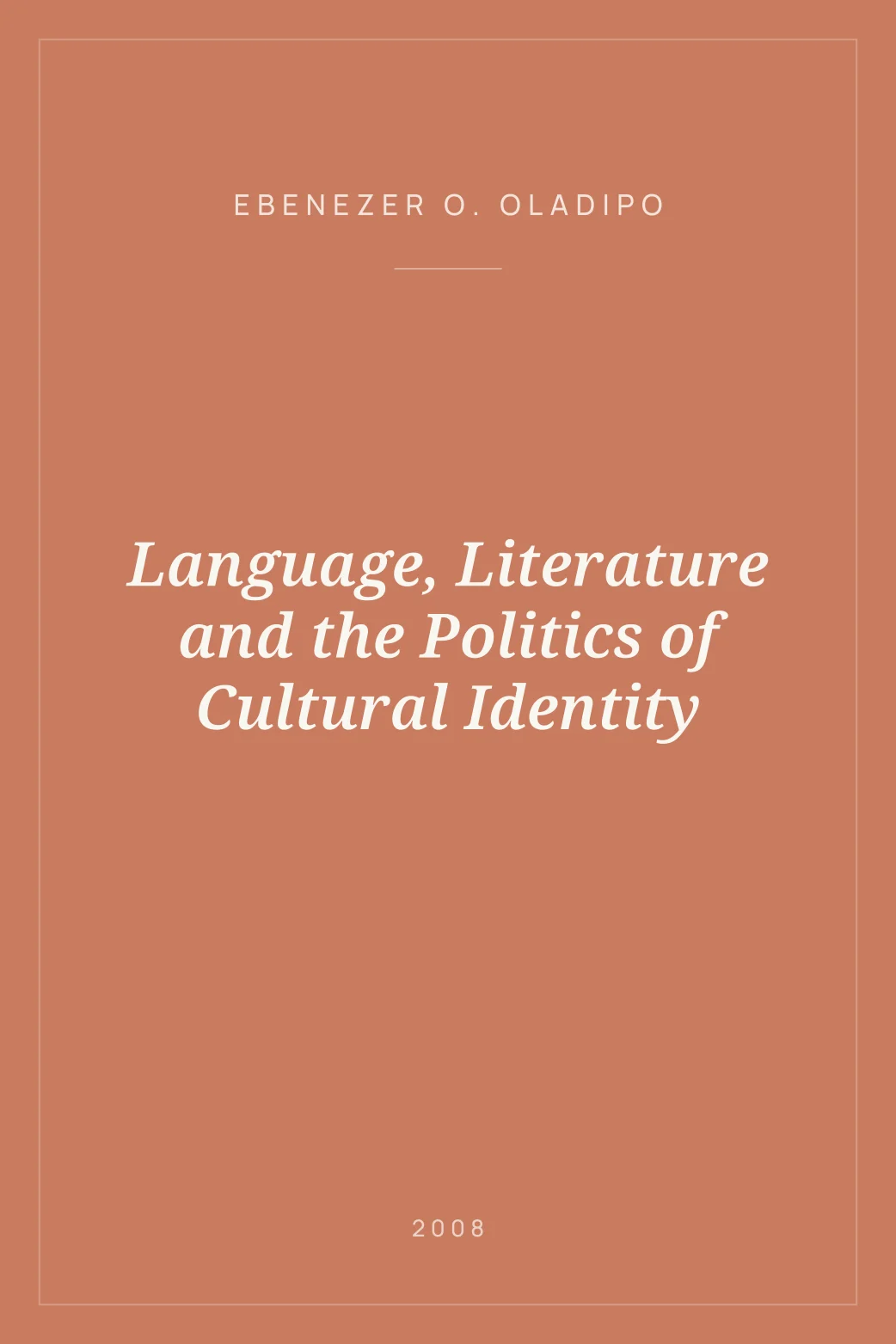 Portada de Language, Literature and the Politics of Cultural Identity