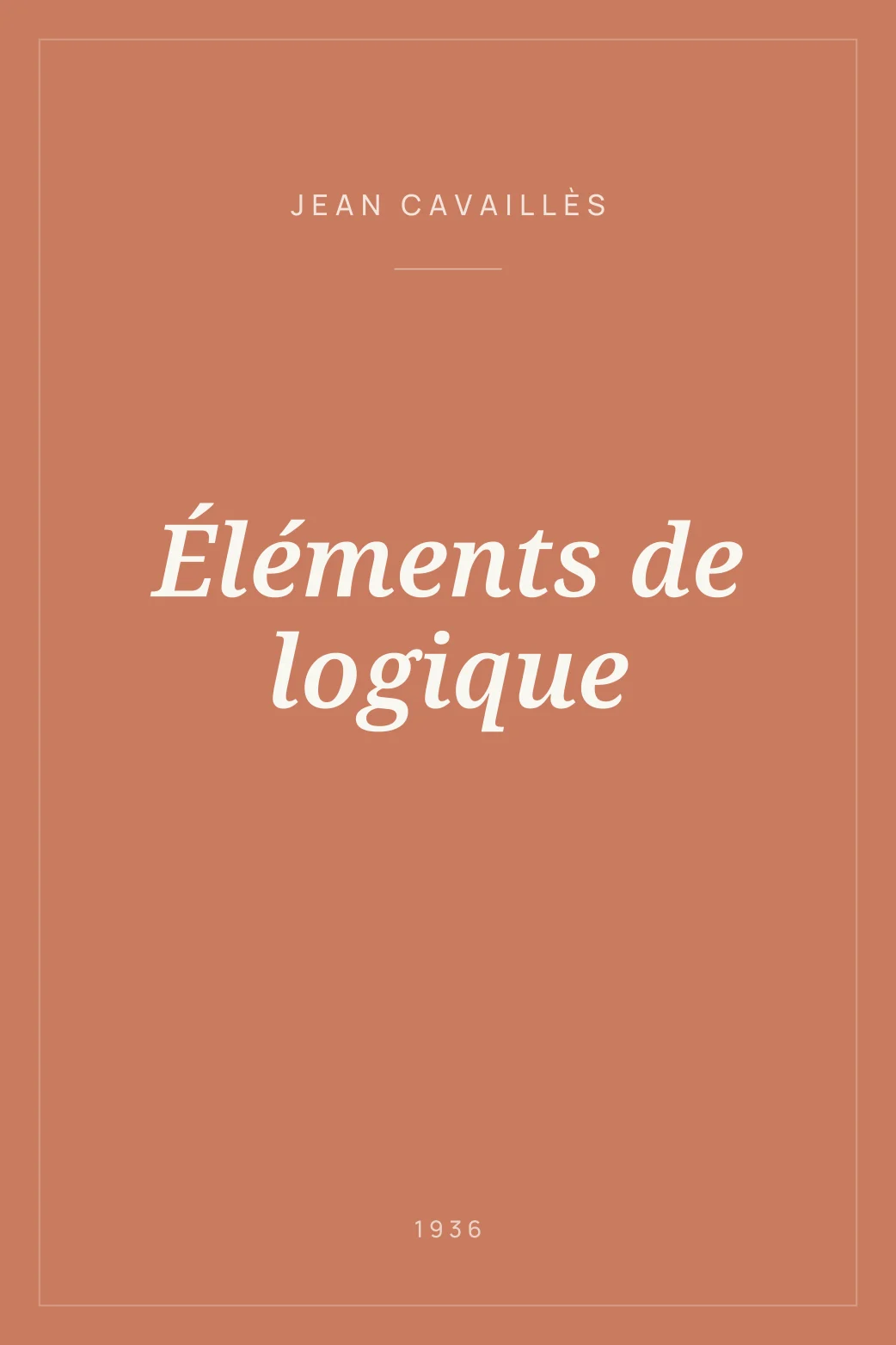 Portada de Éléments de logique
