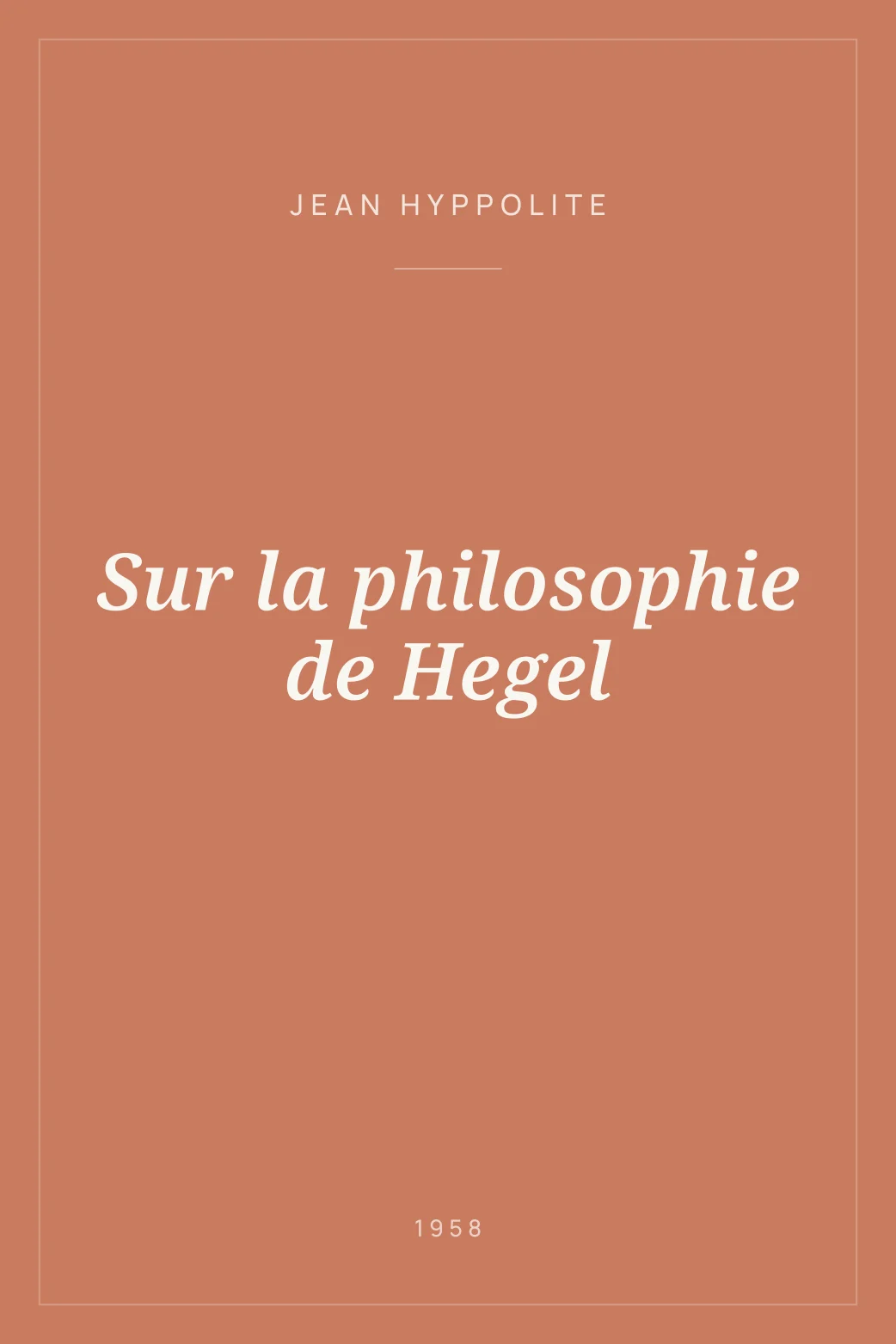 Portada de Sur la philosophie de Hegel