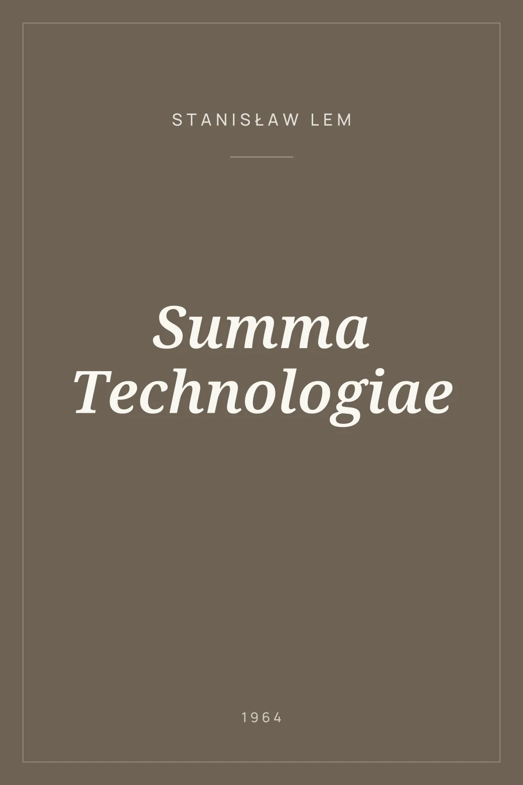 Portada de Summa Technologiae