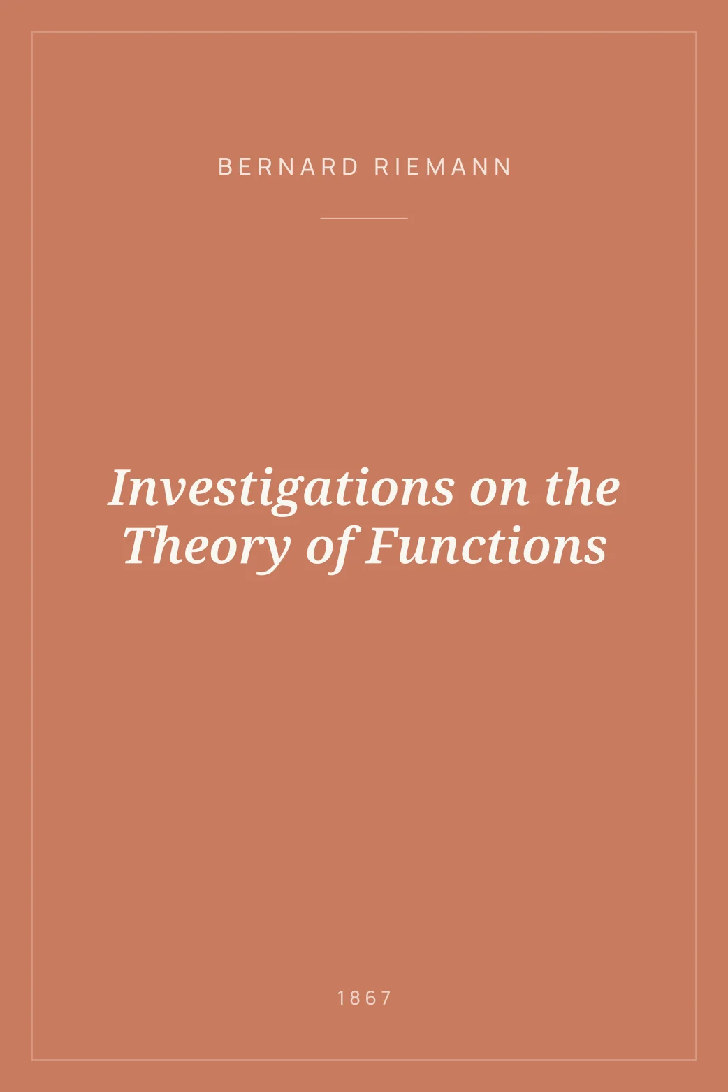 Portada de Investigations on the Theory of Functions