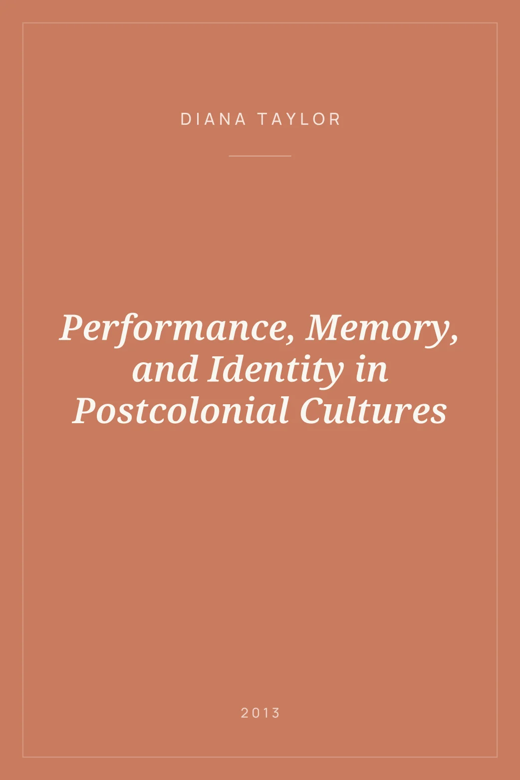 Portada de Performance, Memory, and Identity in Postcolonial Cultures