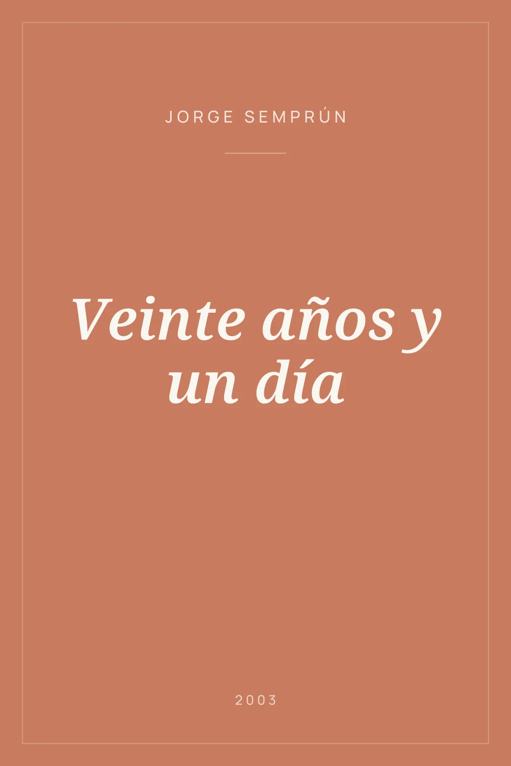 Portada de Veinte años y un día