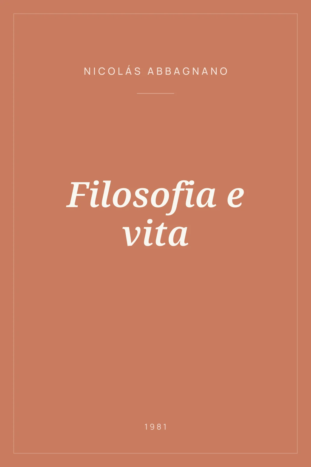 Portada de Filosofia e vita