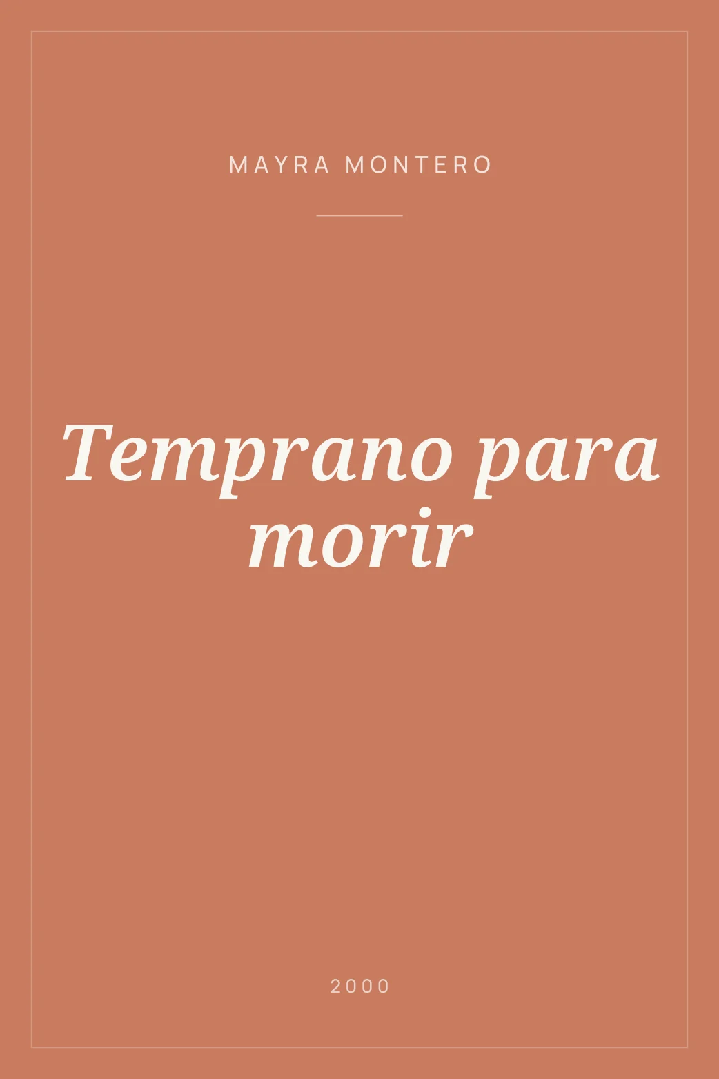 Portada de Temprano para morir