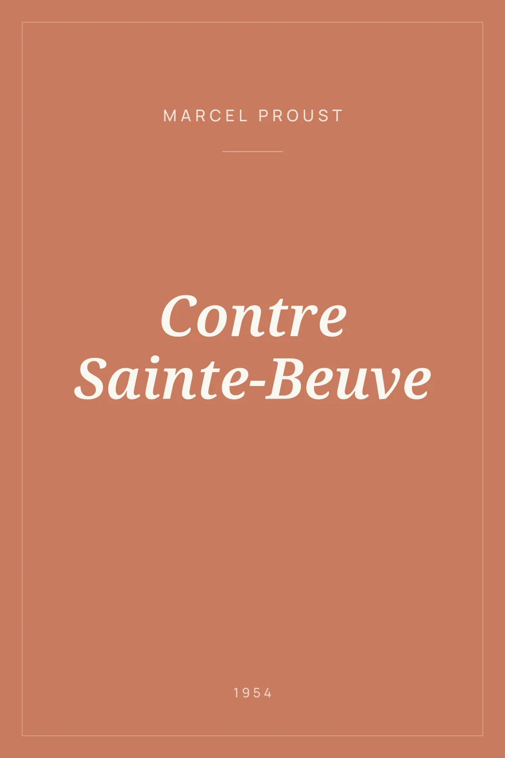 Portada de Contre Sainte-Beuve