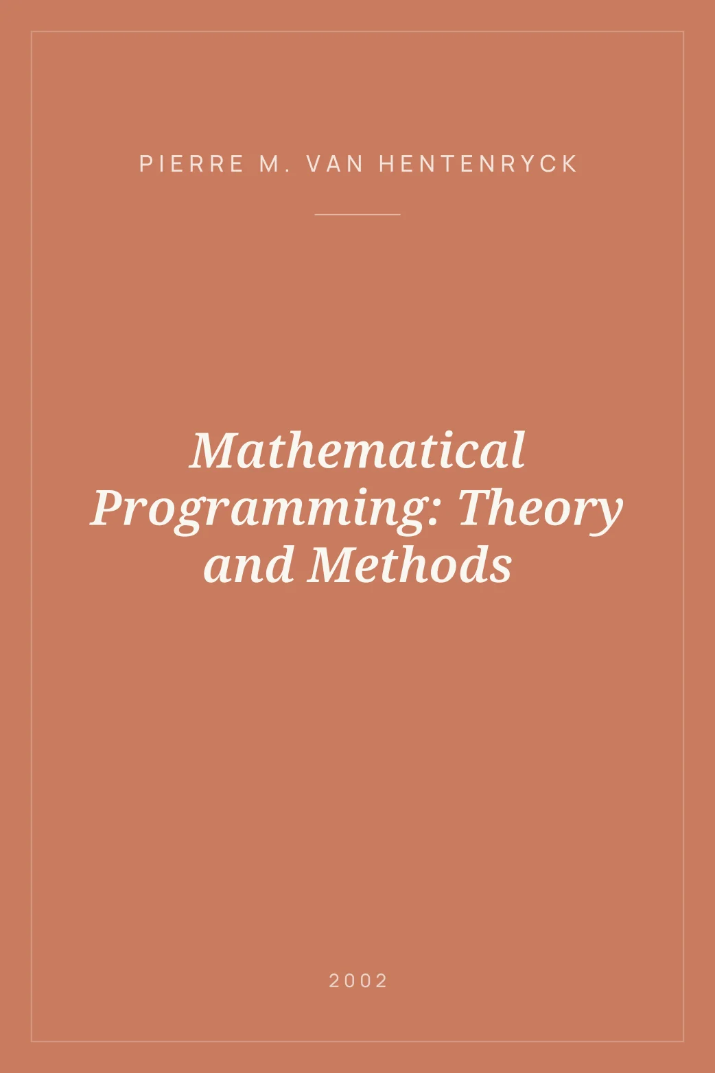 Portada de Mathematical Programming: Theory and Methods