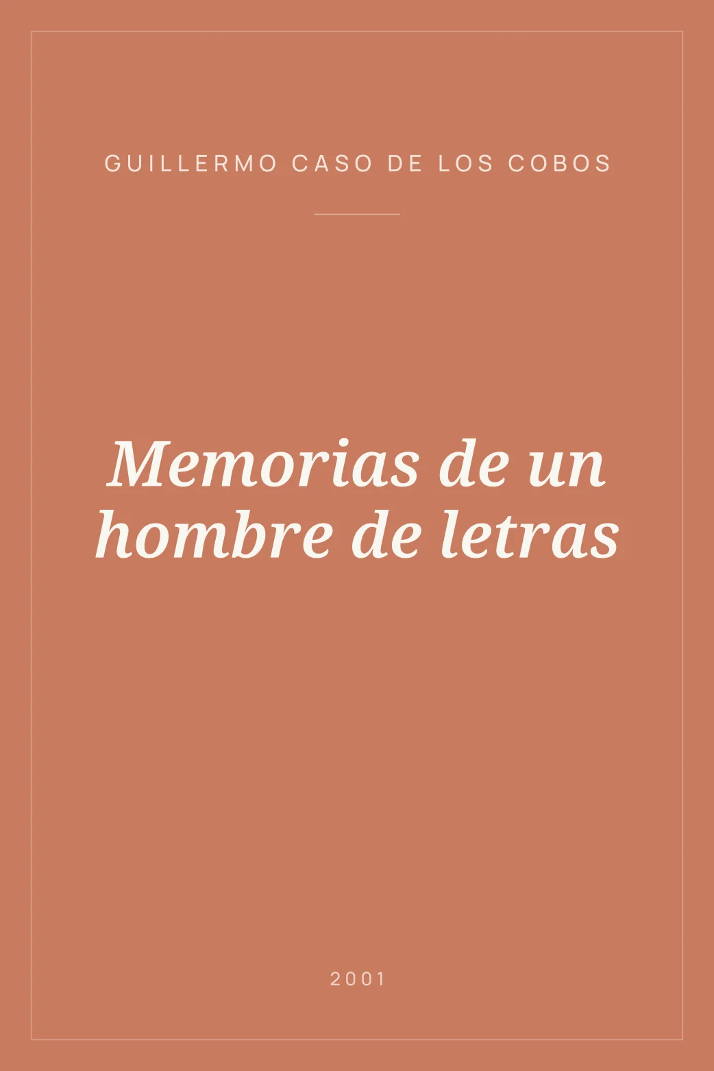Portada de Memorias de un hombre de letras