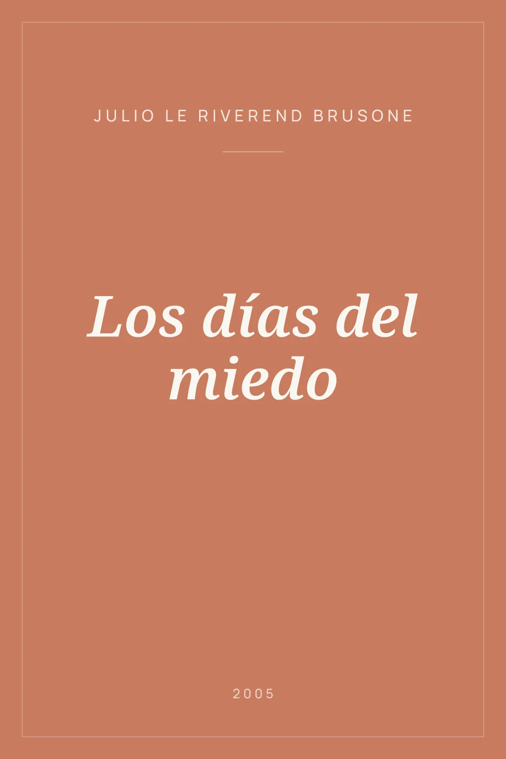 Portada de Los días del miedo