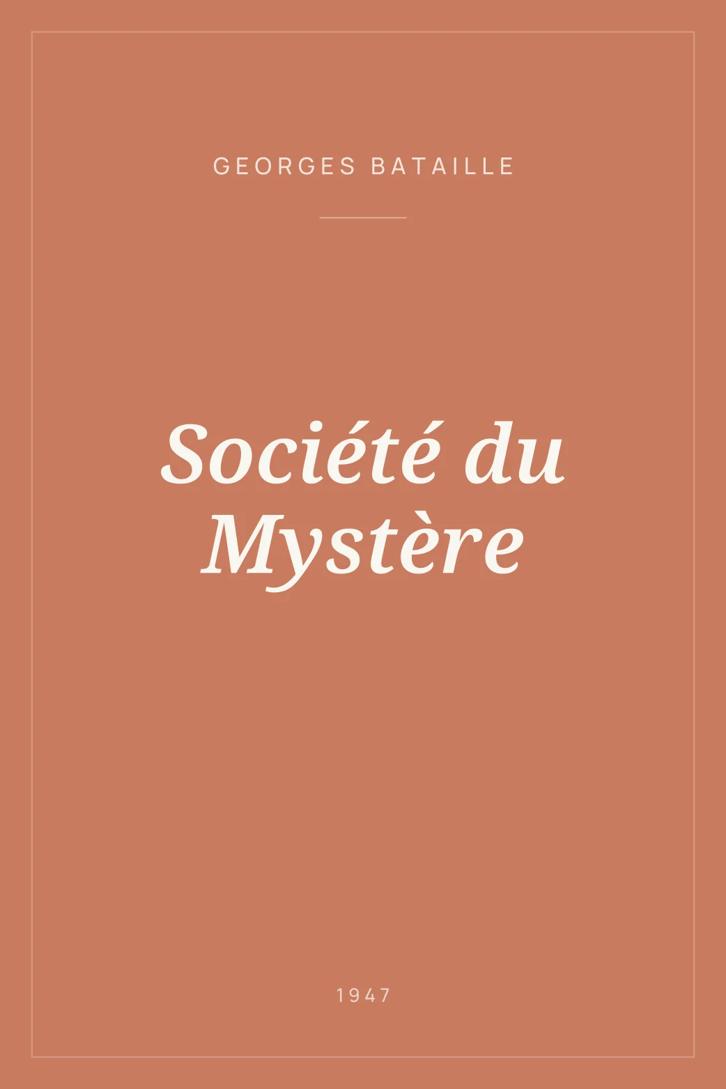 Portada de Société du Mystère