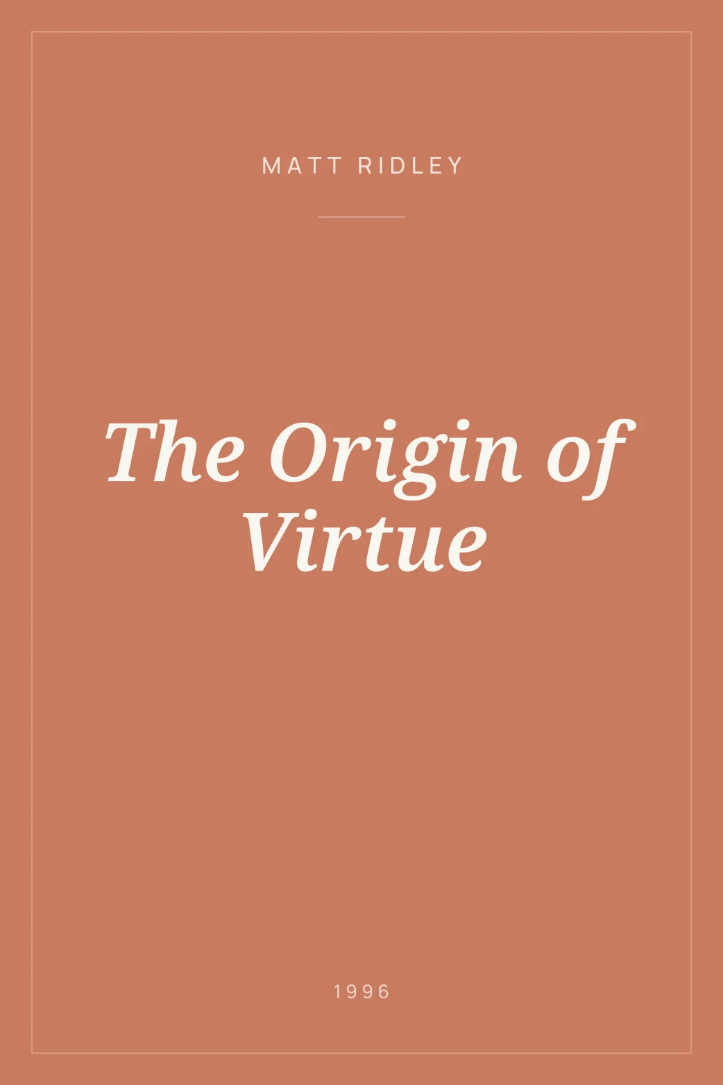 Portada de The Origin of Virtue