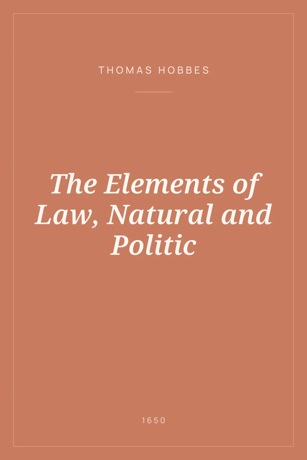 Portada de The Elements of Law, Natural and Politic
