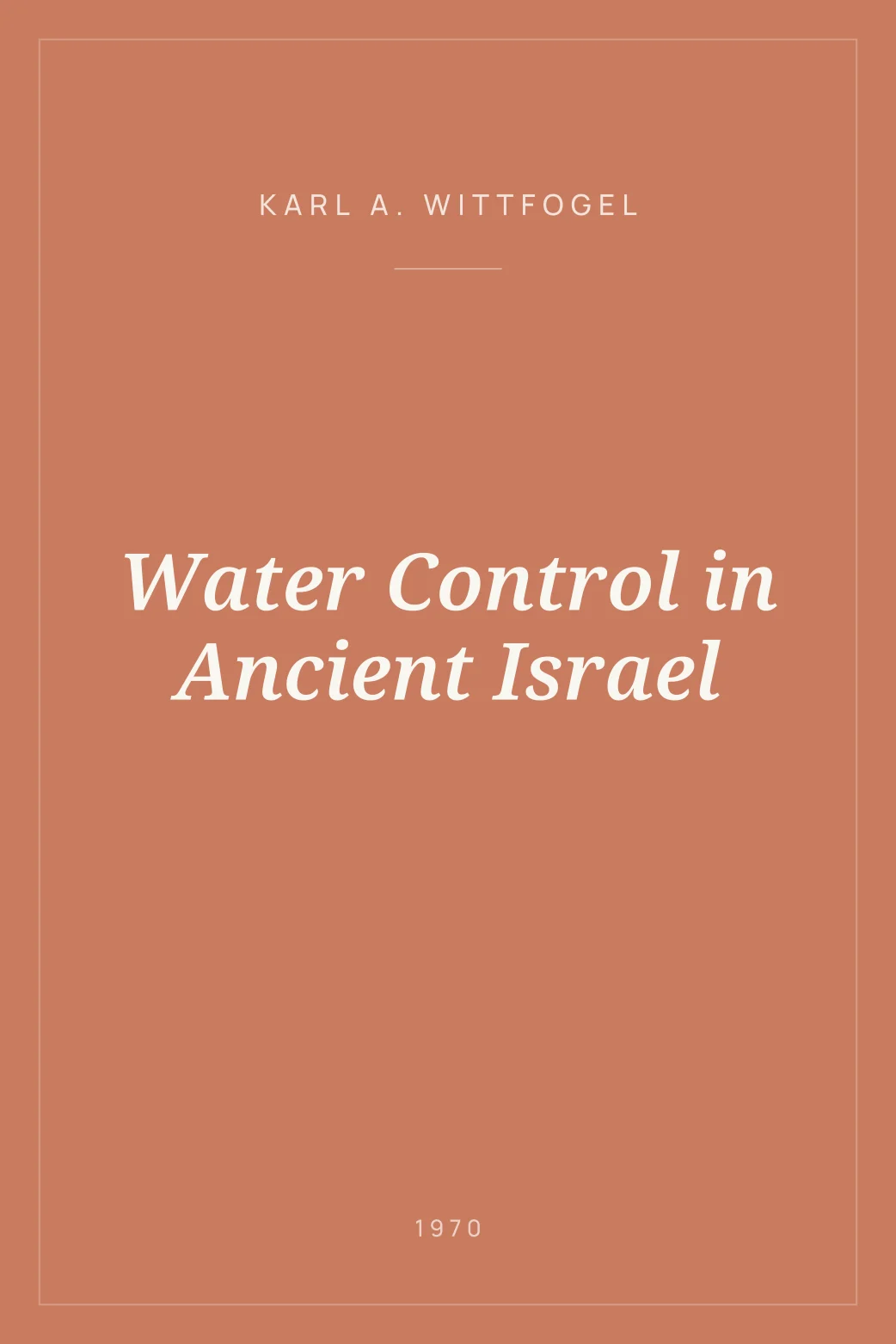 Portada de Water Control in Ancient Israel