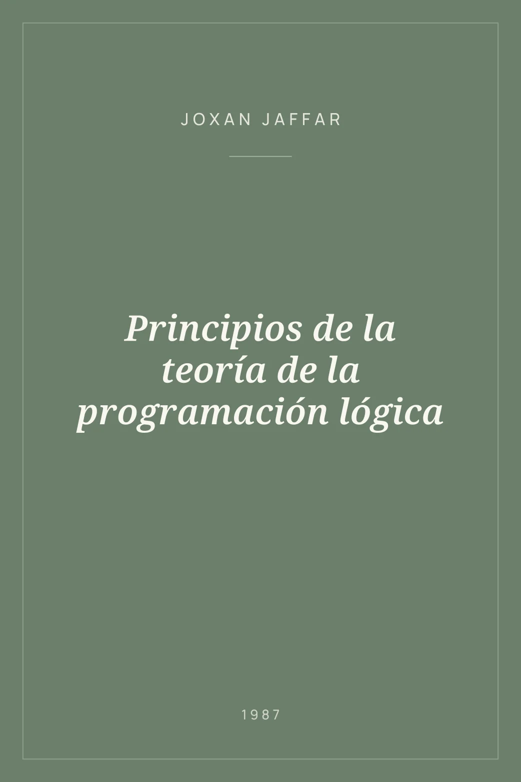 Portada de Principios de la teoría de la programación lógica