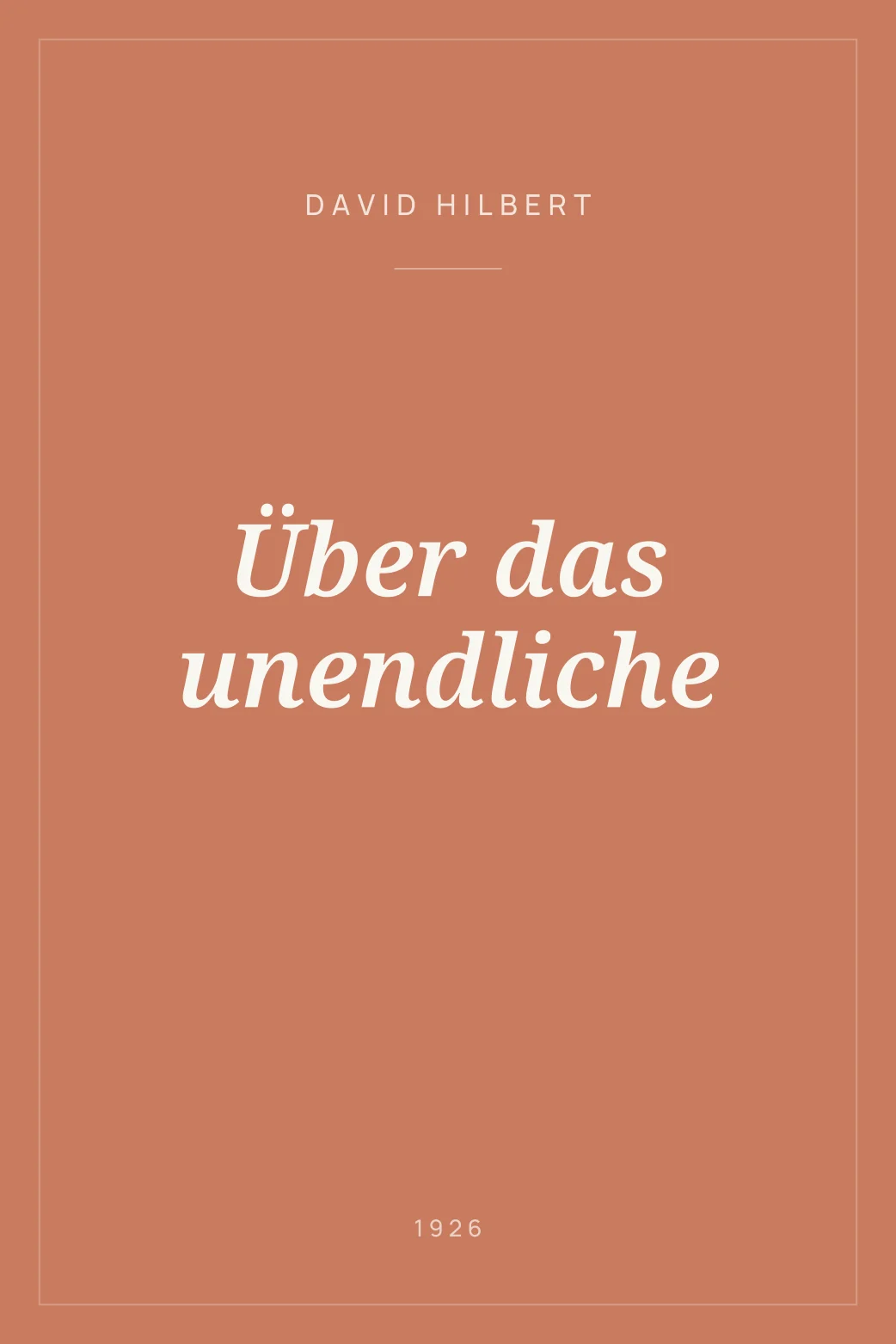 Portada de Über das unendliche