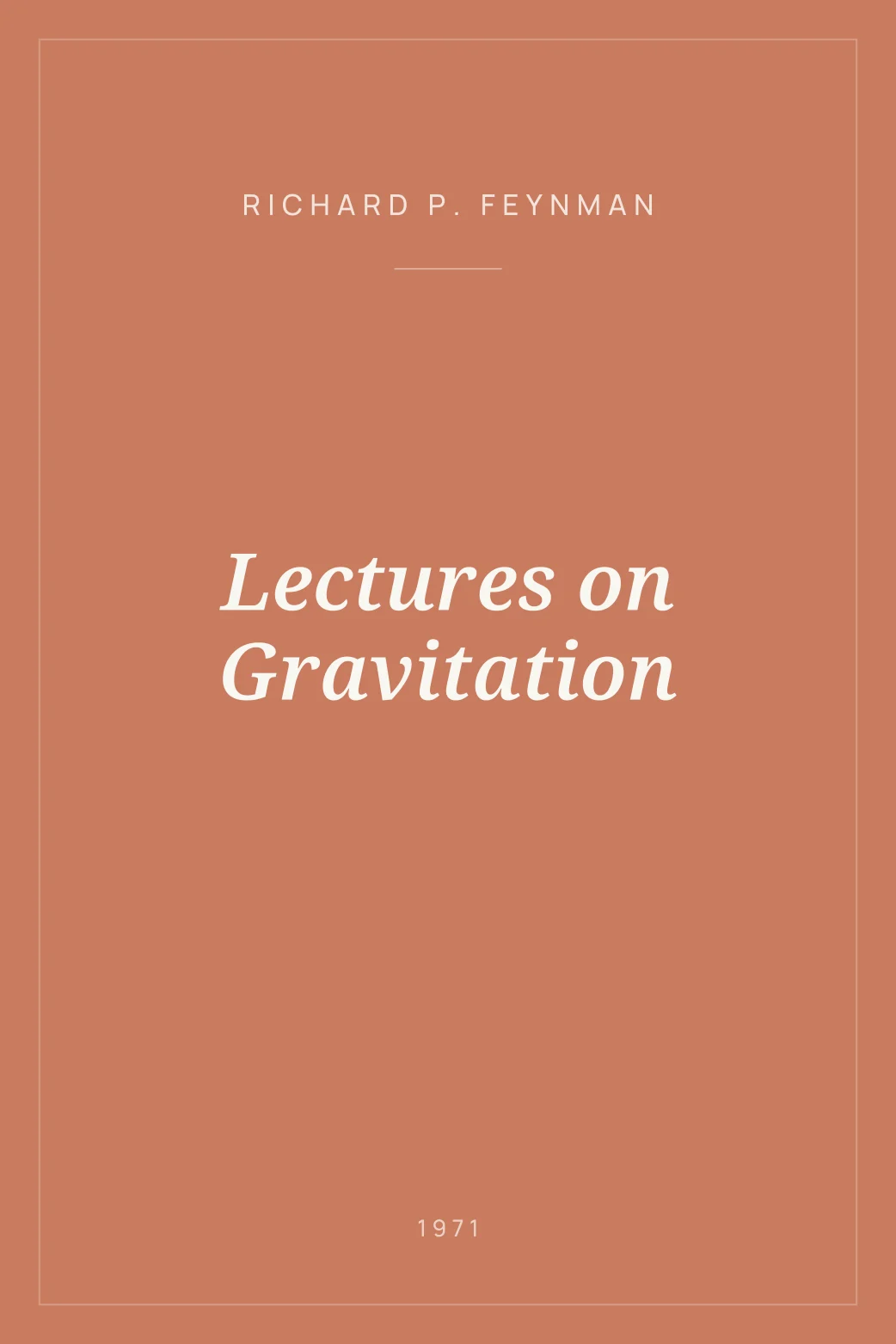Portada de Lectures on Gravitation