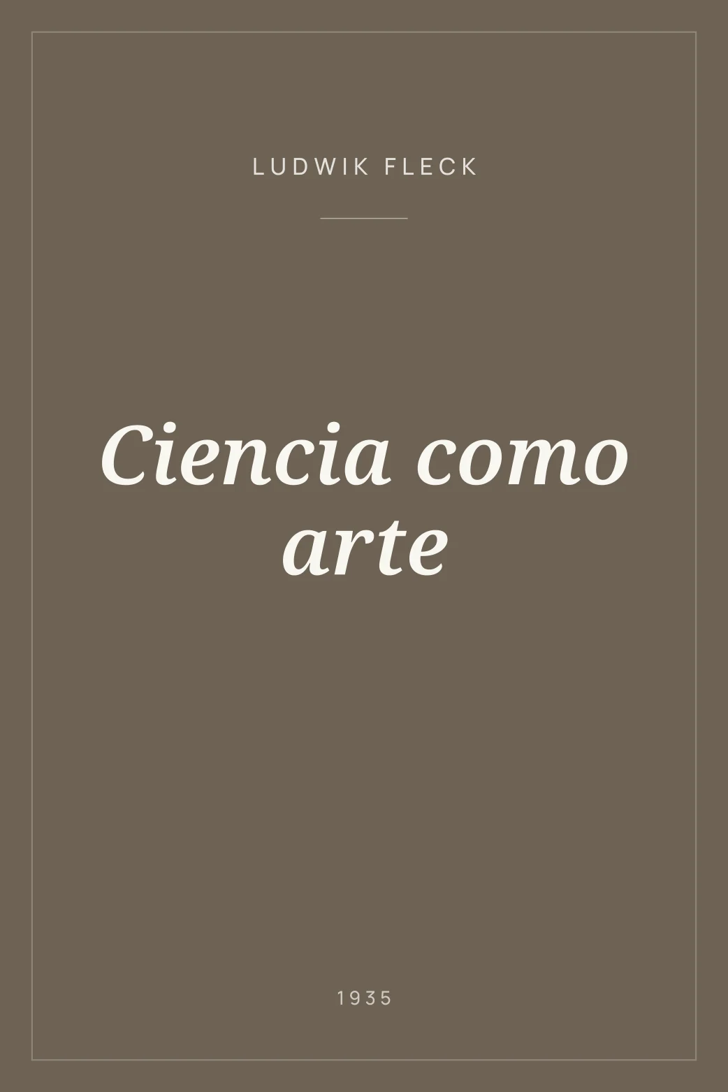 Portada de Ciencia como arte