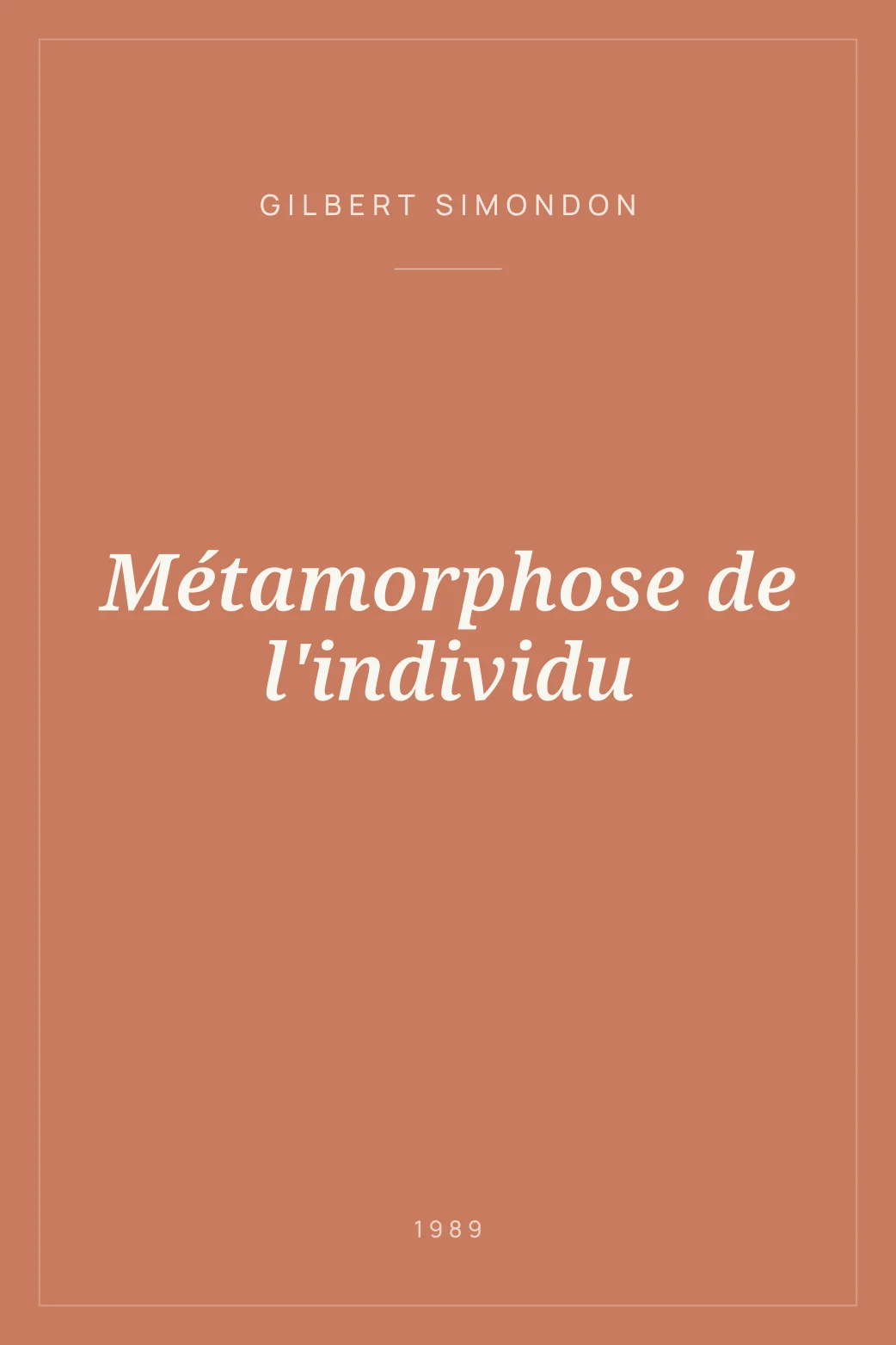 Portada de Métamorphose de l'individu