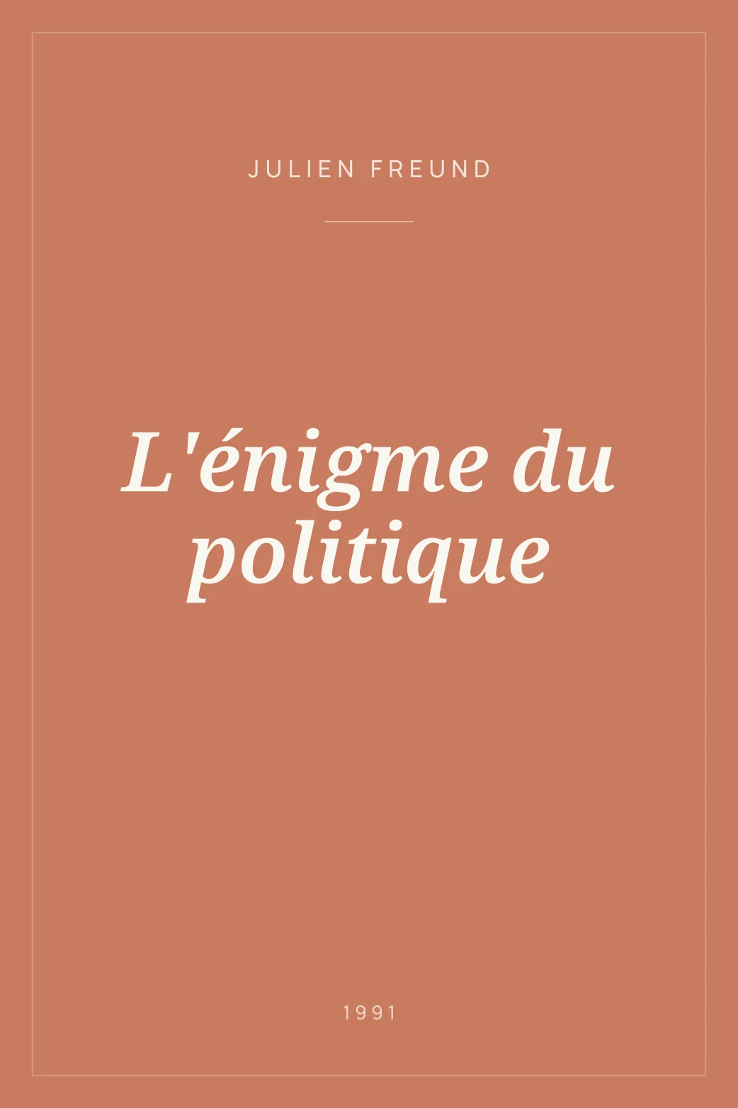 Portada de L'énigme du politique