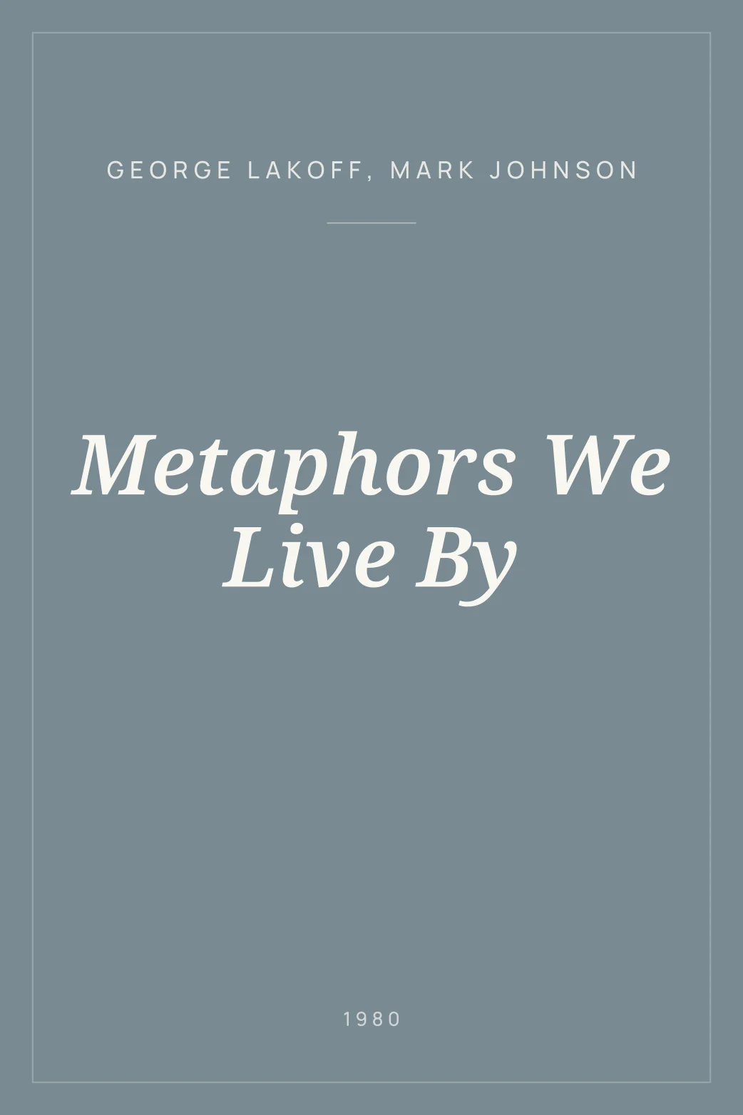 Portada de Metaphors We Live By