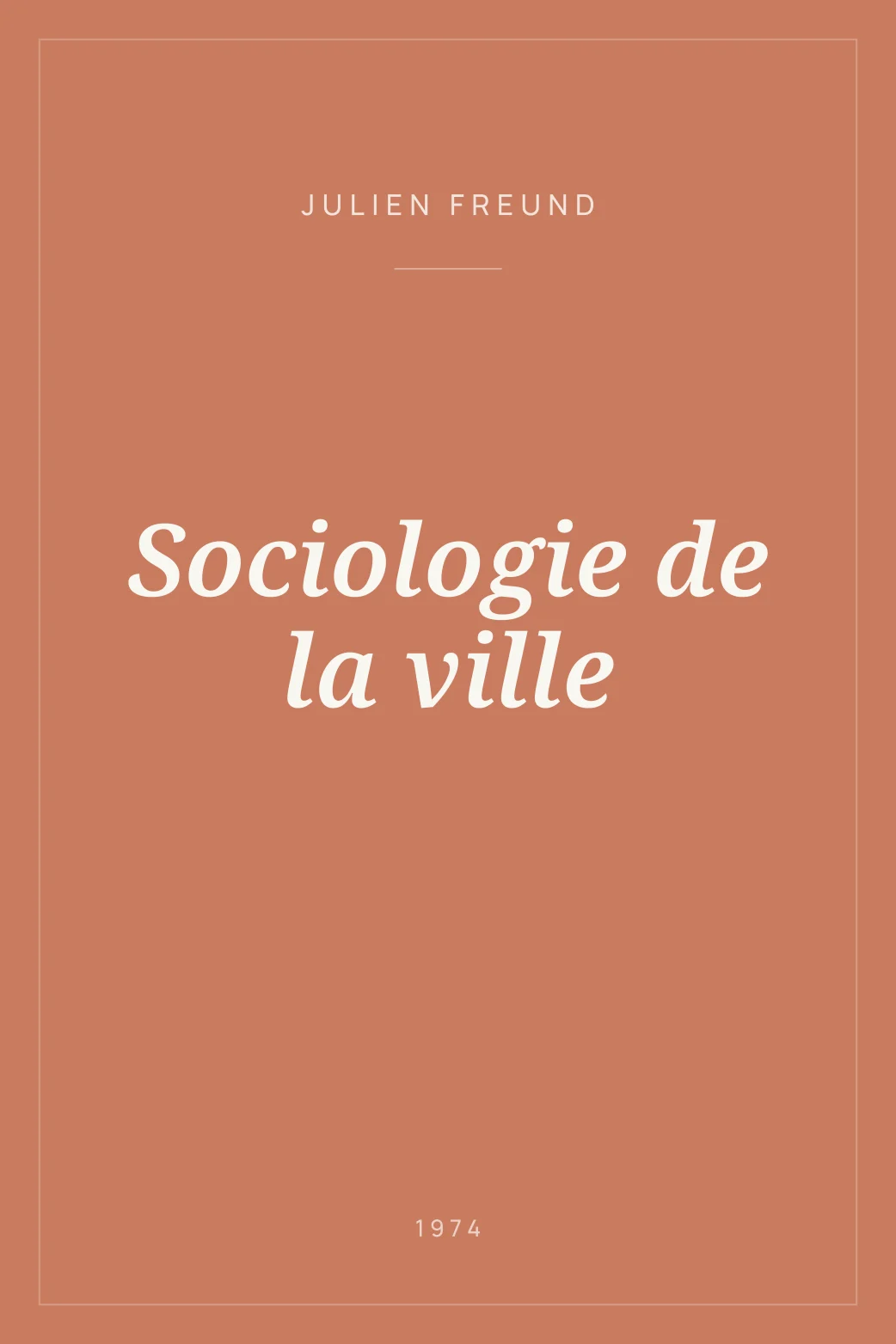 Portada de Sociologie de la ville