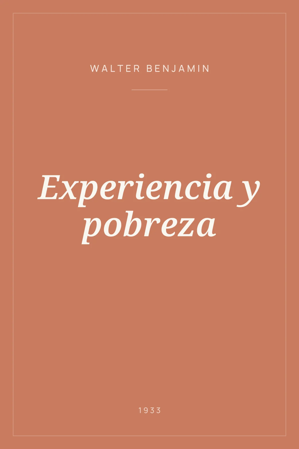 Portada de Experiencia y pobreza