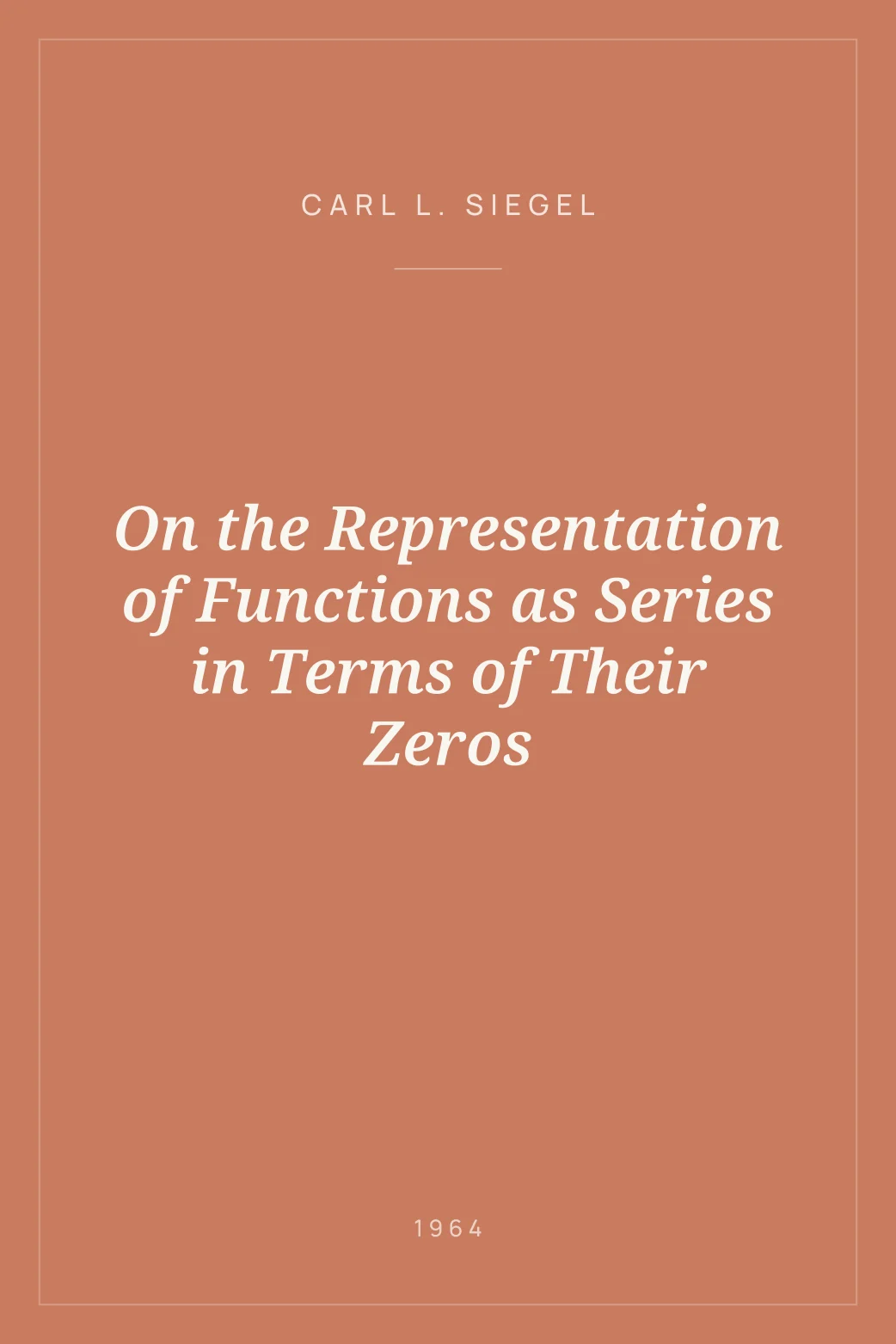 Portada de On the Representation of Functions as Series in Terms of Their Zeros