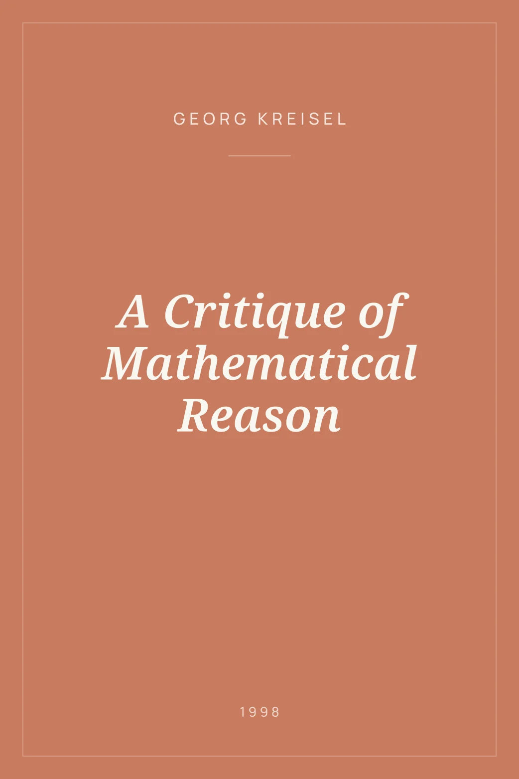 Portada de A Critique of Mathematical Reason
