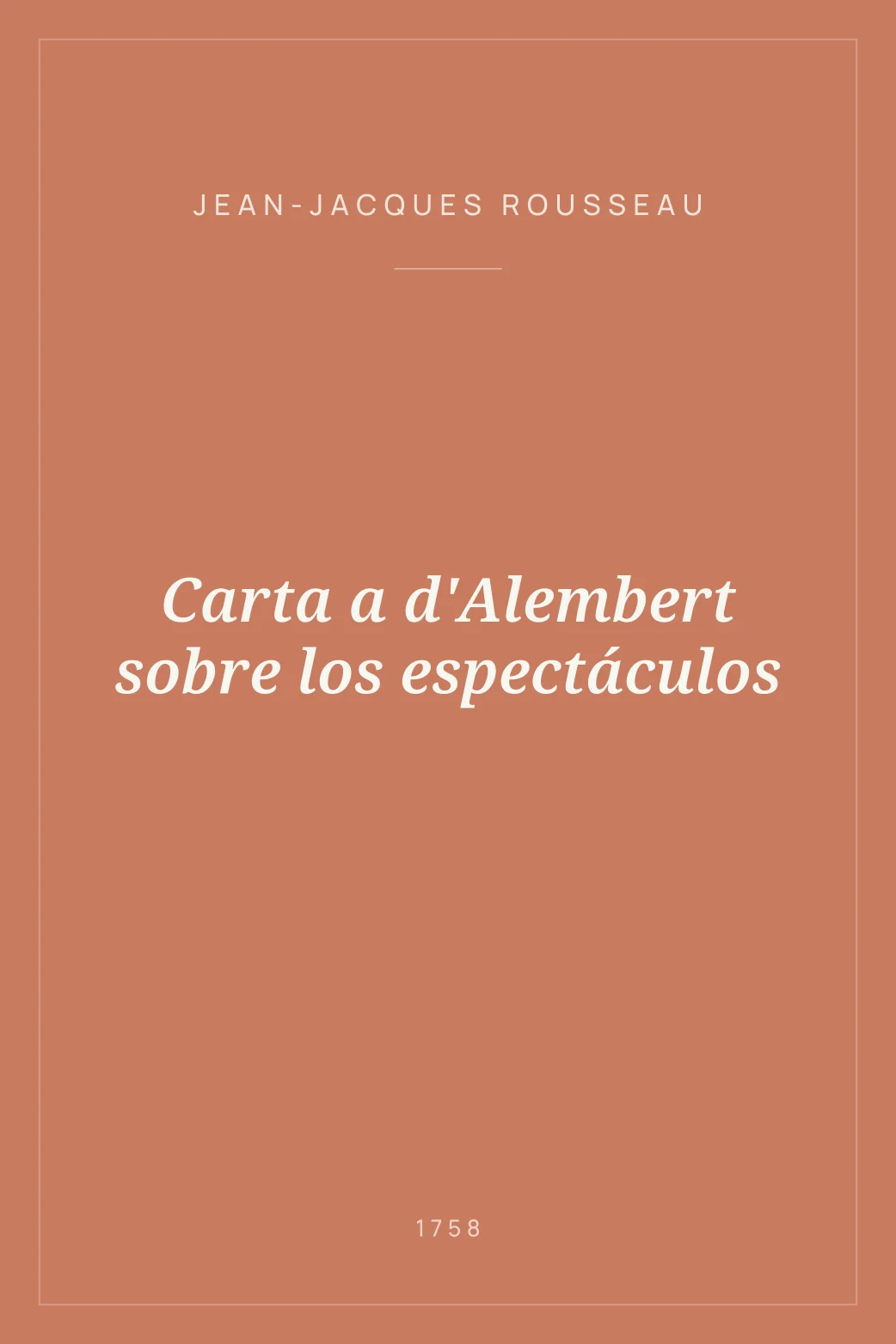 Portada de Carta a d'Alembert sobre los espectáculos