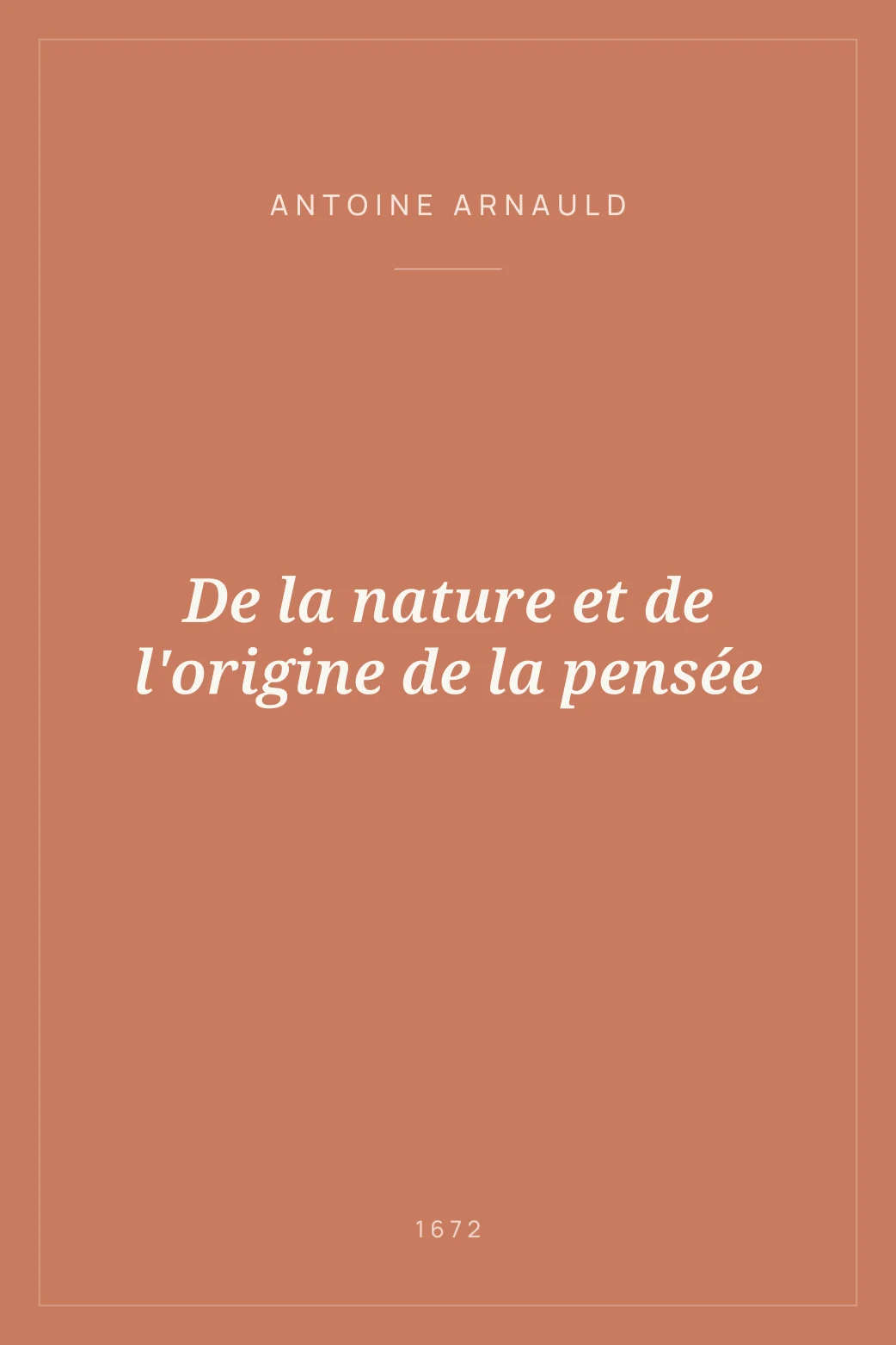 Portada de De la nature et de l'origine de la pensée