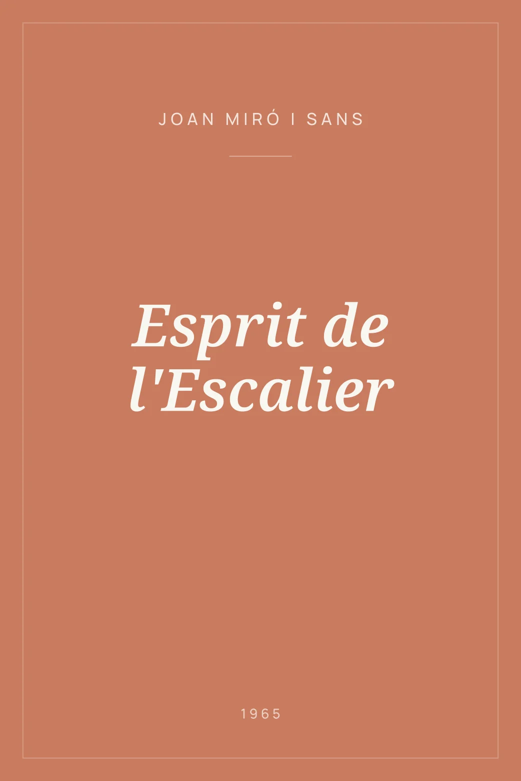 Portada de Esprit de l'Escalier