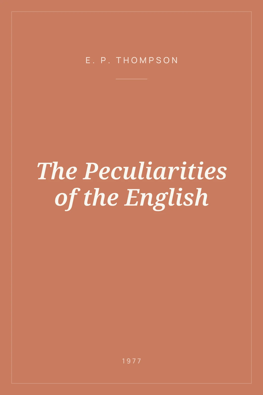 Portada de The Peculiarities of the English