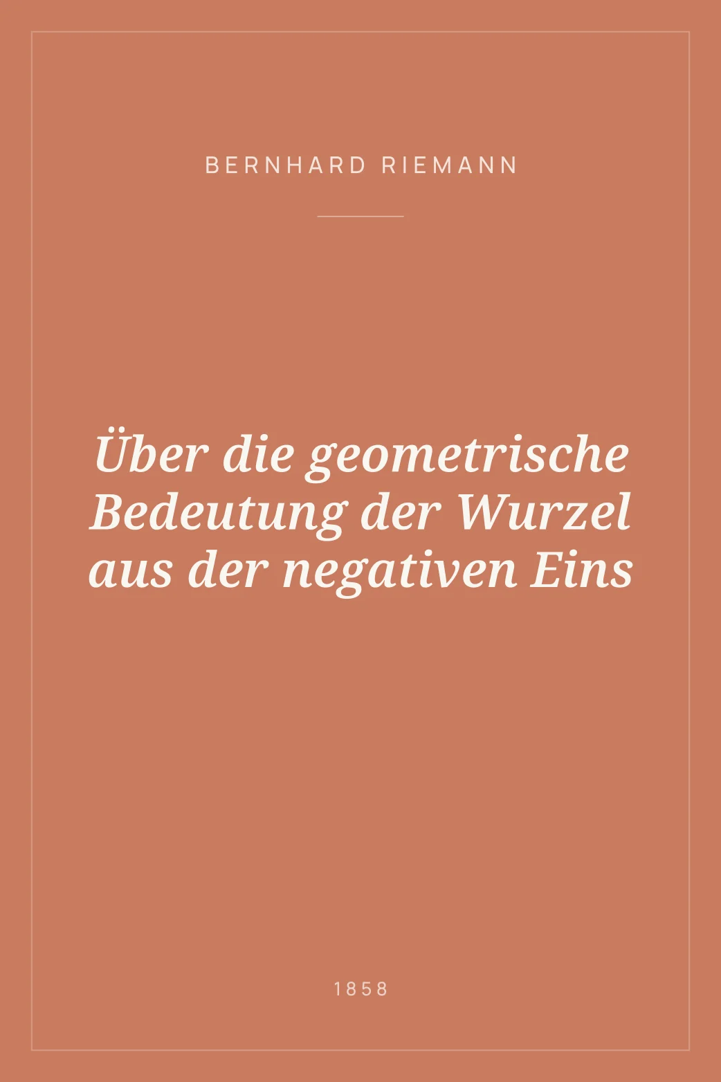 Portada de Über die geometrische Bedeutung der Wurzel aus der negativen Eins