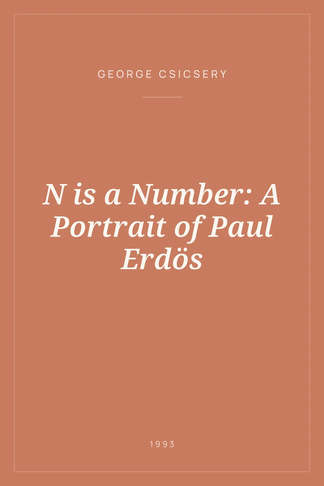 Portada de N is a Number: A Portrait of Paul Erdös