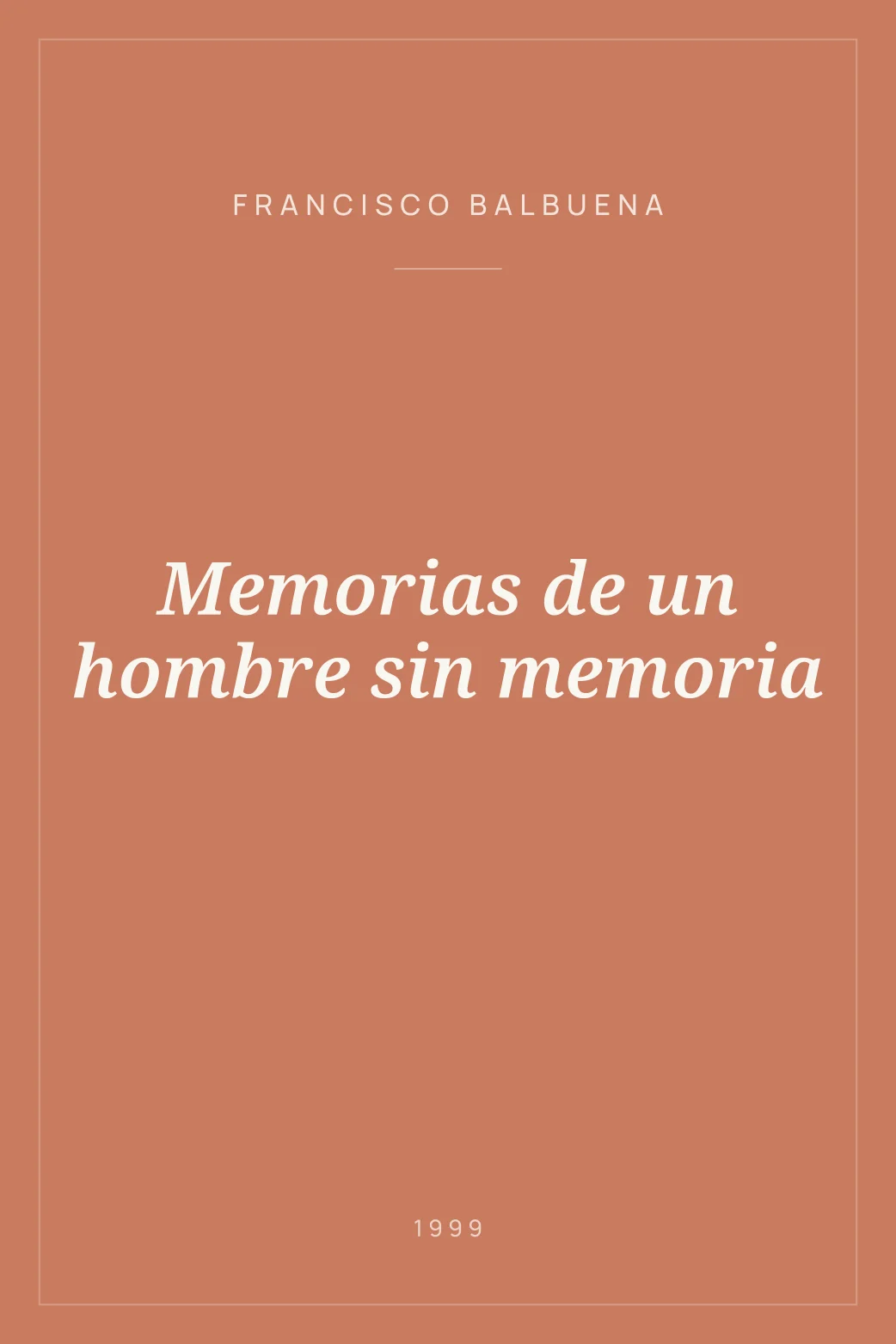 Portada de Memorias de un hombre sin memoria