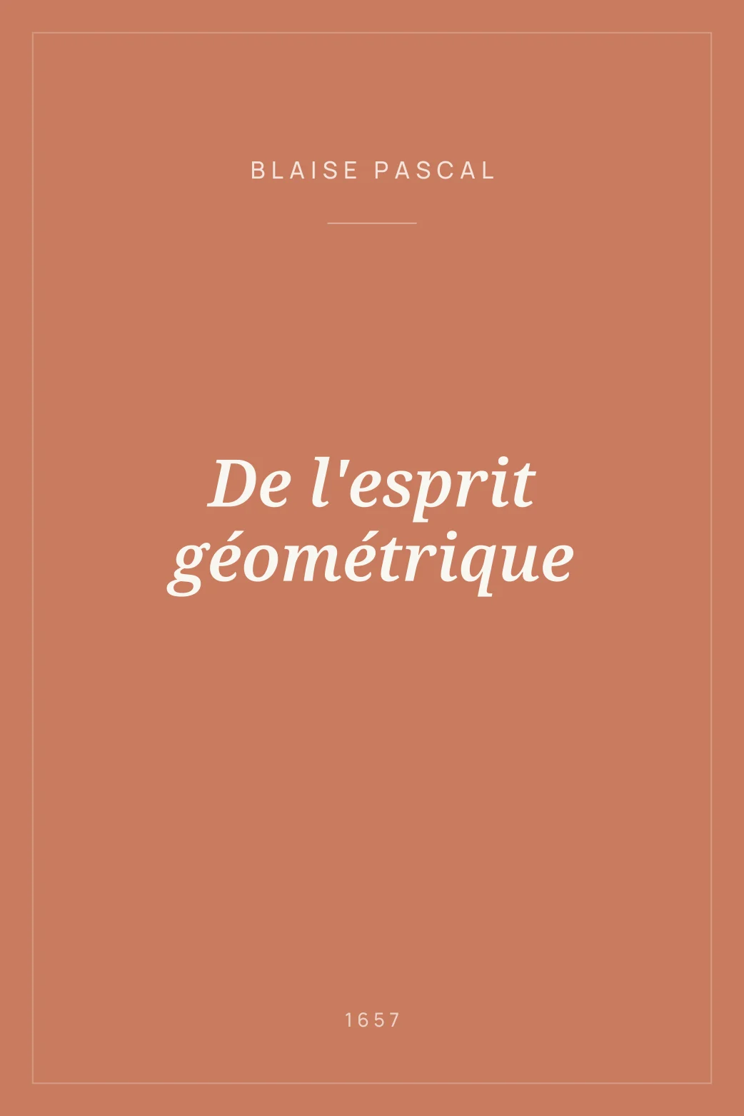 Portada de De l'esprit géométrique