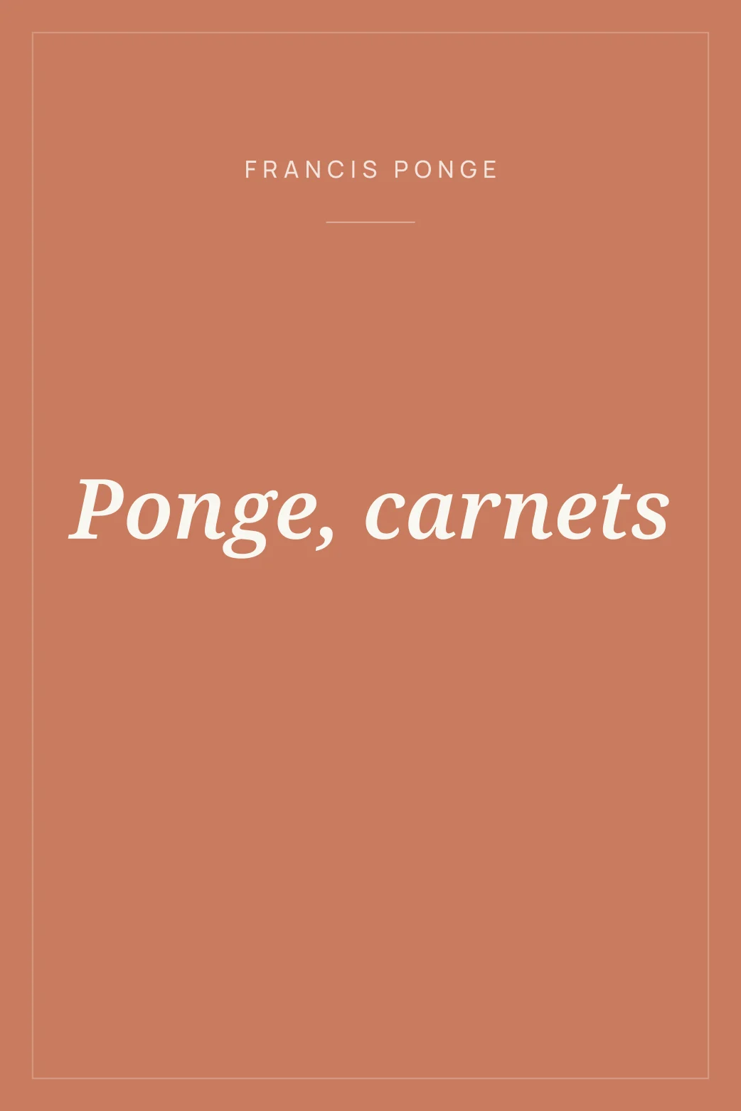Portada de Ponge, carnets