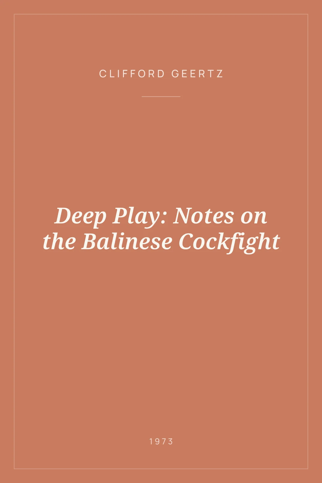 Portada de Deep Play: Notes on the Balinese Cockfight