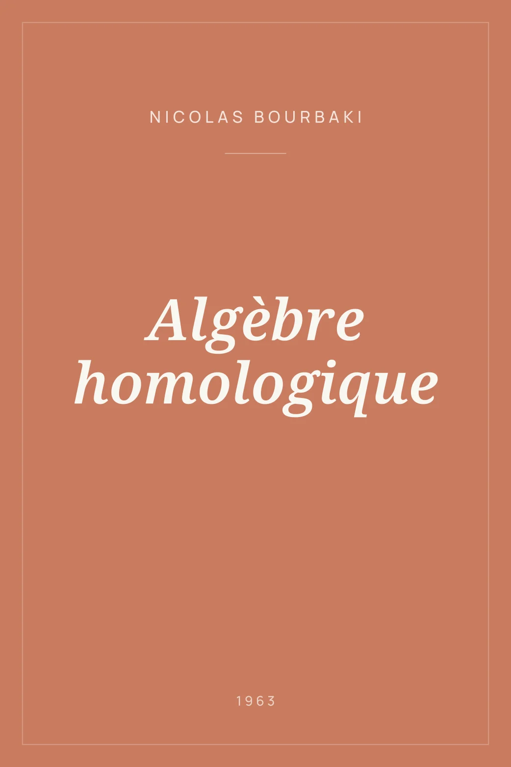 Portada de Algèbre homologique