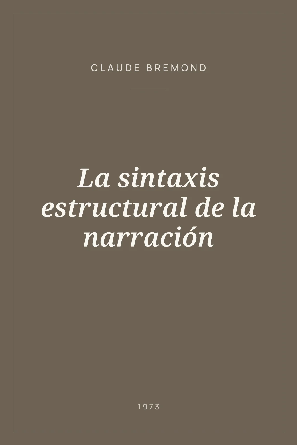 Portada de La sintaxis estructural de la narración