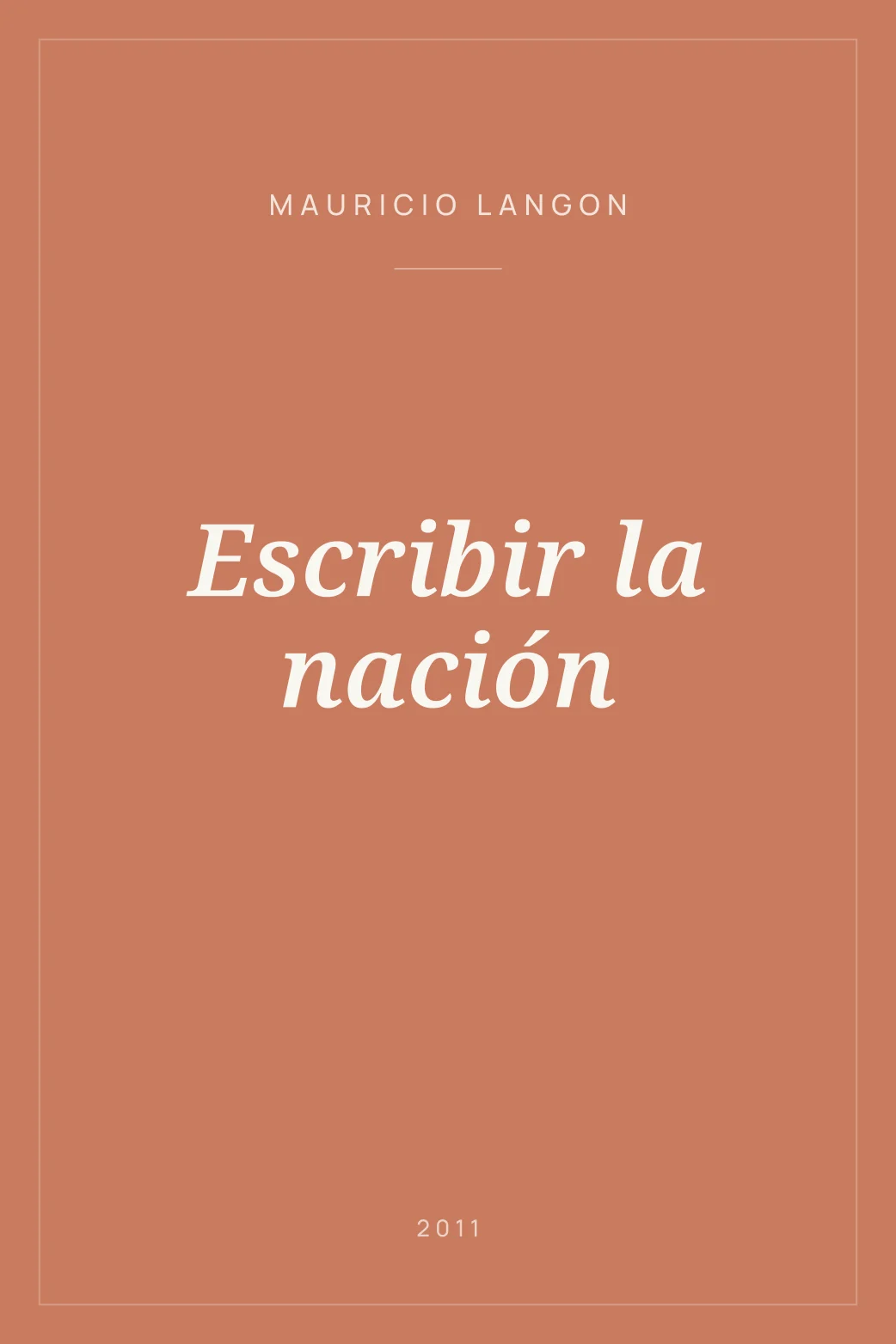 Portada de Escribir la nación